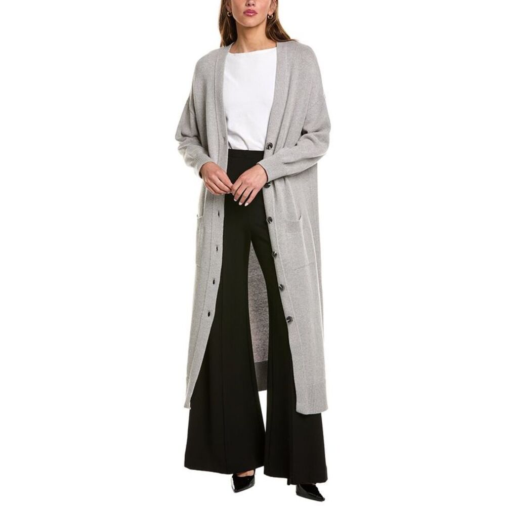525 America Womens  Wool-Blend Duster Cardigan, Grey